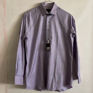 Robert Talbott Long Sleeve Tailored L Shirt. Two tone purple strip Collar 17”